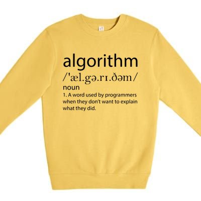 Algorithm Definition Funny Programming Software Developer Premium Crewneck Sweatshirt