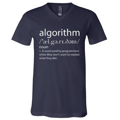 Algorithm Definition Funny Programming Software Developer V-Neck T-Shirt