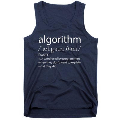 Algorithm Definition Funny Programming Software Developer Tank Top