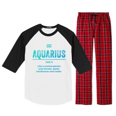 Aquarius Definition Funny Zodiac Gift Great Gift Raglan Sleeve Pajama Set