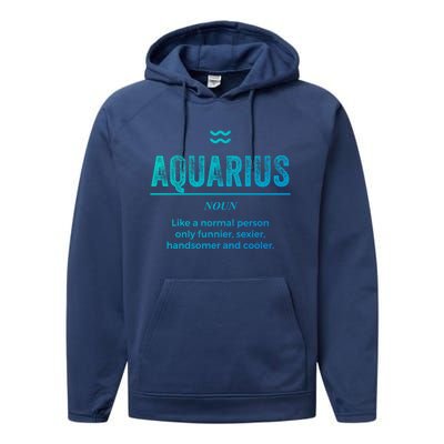 Aquarius Definition Funny Zodiac Gift Great Gift Performance Fleece Hoodie