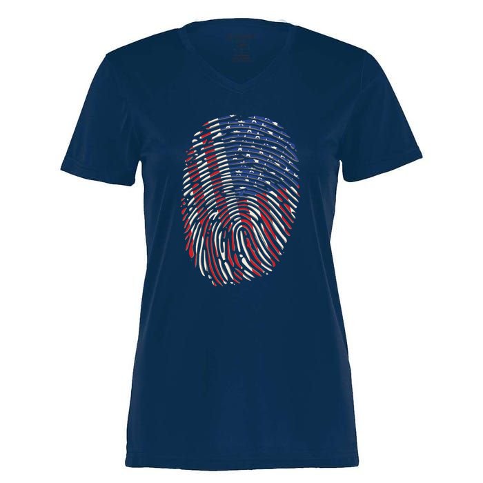 American DNA Fingerprint Women's Momentum V-Neck T-Shirt