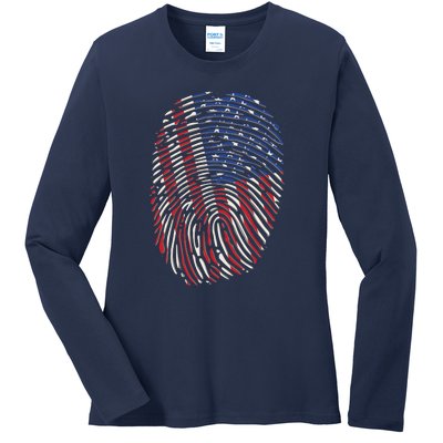 American DNA Fingerprint Ladies Long Sleeve Shirt