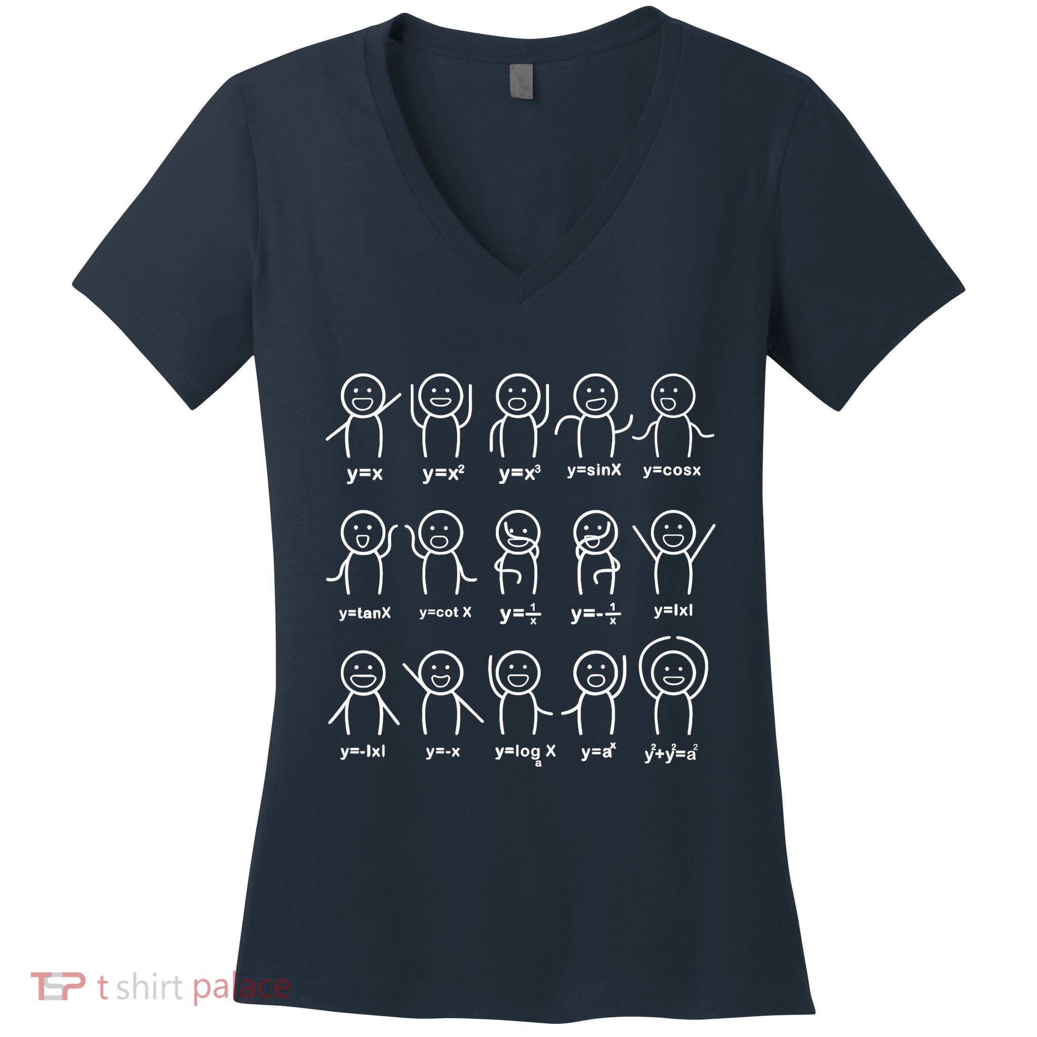 Algebra Dance Funny Graph Figures Math Equation Teacher Women's V-Neck T-Shirt
