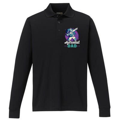 Astronaut Dad For The Galaxy For Father's Day Gift Performance Long Sleeve Polo