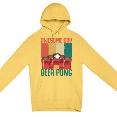 Awesome Day For Beer Pong Funny Sports Lover Player Graphic Gift Premium Pullover Hoodie