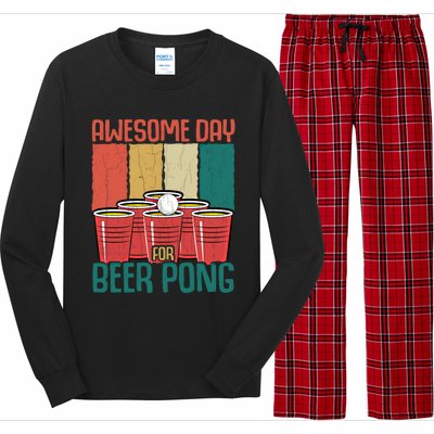 Awesome Day For Beer Pong Funny Sports Lover Player Graphic Gift Long Sleeve Pajama Set