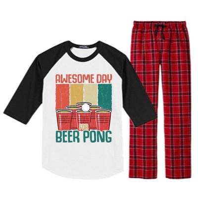 Awesome Day For Beer Pong Funny Sports Lover Player Graphic Gift Raglan Sleeve Pajama Set