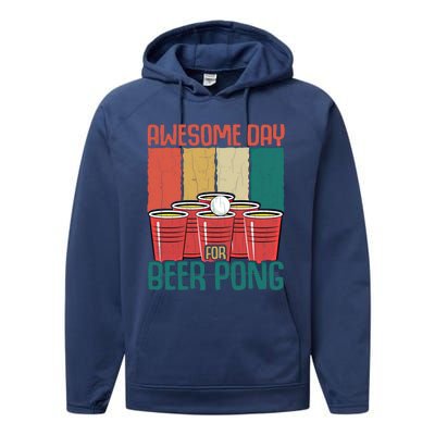 Awesome Day For Beer Pong Funny Sports Lover Player Graphic Gift Performance Fleece Hoodie