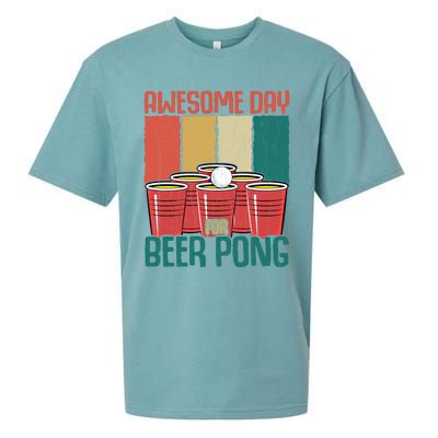 Awesome Day For Beer Pong Funny Sports Lover Player Graphic Gift Sueded Cloud Jersey T-Shirt