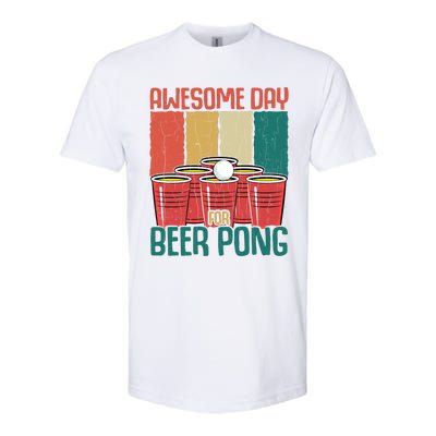 Awesome Day For Beer Pong Funny Sports Lover Player Graphic Gift Softstyle CVC T-Shirt