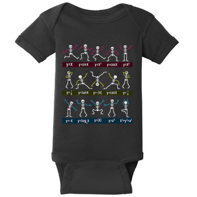 Algebra Dance Funny Function Skeleton Geek Pun Math Equation Baby Bodysuit