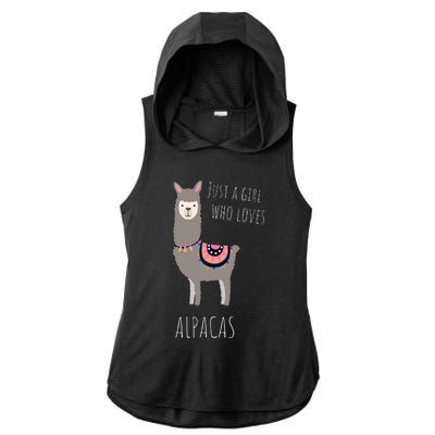 Alpaca Design Funny Just a who loves Alpacas Ladies PosiCharge Tri-Blend Wicking Draft Hoodie Tank