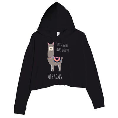 Alpaca Design Funny Just a who loves Alpacas Crop Fleece Hoodie