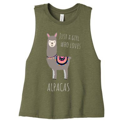 Alpaca Design Funny Just a who loves Alpacas Women's Racerback Cropped Tank