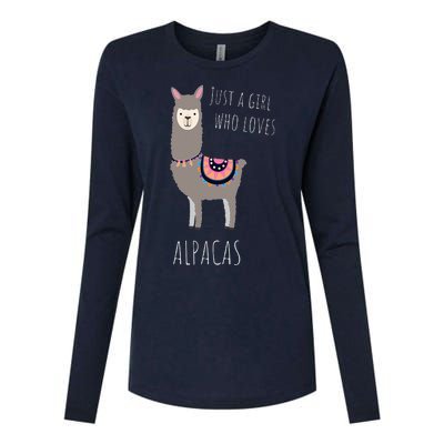 Alpaca Design Funny Just a who loves Alpacas Womens Cotton Relaxed Long Sleeve T-Shirt