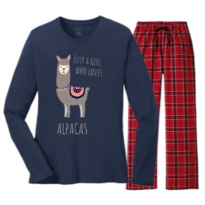 Alpaca Design Funny Just a who loves Alpacas Women's Long Sleeve Flannel Pajama Set 