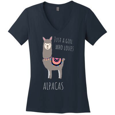 Alpaca Design Funny Just a who loves Alpacas Women's V-Neck T-Shirt