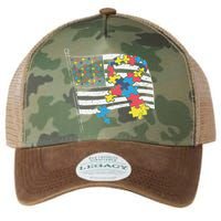 American Distressed Flag Autism Awareness Legacy Tie Dye Trucker Hat