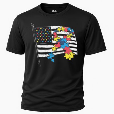 American Distressed Flag Autism Awareness Performance Shirt