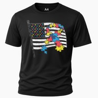 American Distressed Flag Autism Awareness Performance Shirt
