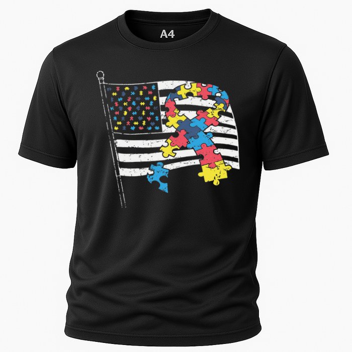 American Distressed Flag Autism Awareness Performance Shirt
