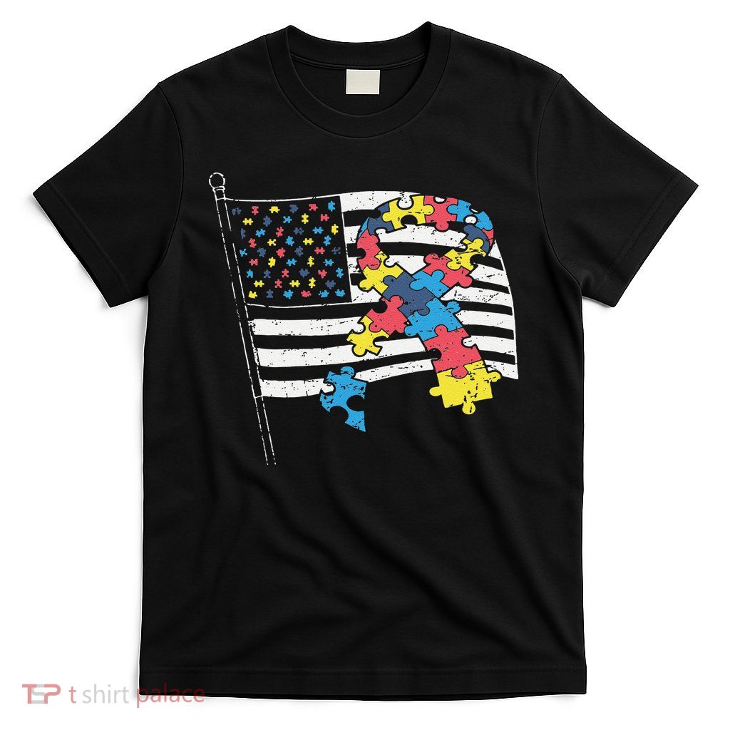 American Distressed Flag Autism Awareness T-Shirt