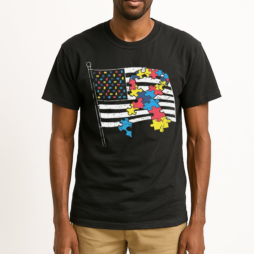 American Distressed Flag Autism Awareness Tall T-Shirt