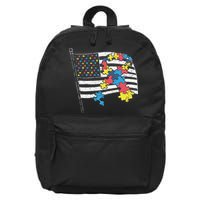 American Distressed Flag Autism Awareness 16 in Basic Backpack