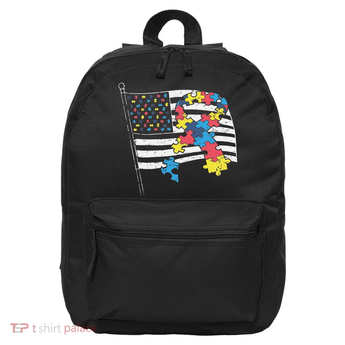 American Distressed Flag Autism Awareness 16 in Basic Backpack