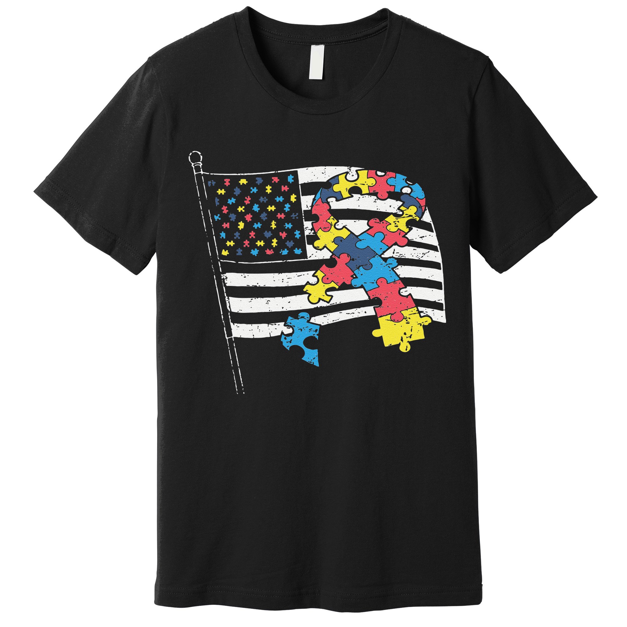 American Distressed Flag Autism Awareness Premium T-Shirt