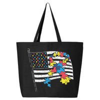 American Distressed Flag Autism Awareness 25L Jumbo Tote