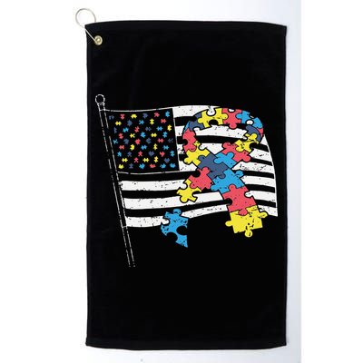 American Distressed Flag Autism Awareness Golf Towel