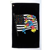 American Distressed Flag Autism Awareness Golf Towel