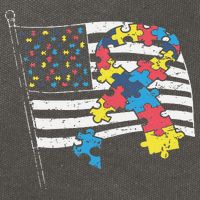 American Distressed Flag Autism Awareness Cotton Canvas Backpack