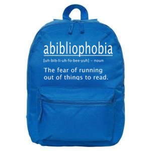 Abibliophobia Definition Funny Reading Cool Gift 16 in Basic Backpack