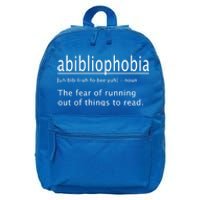 Abibliophobia Definition Funny Reading Cool Gift 16 in Basic Backpack