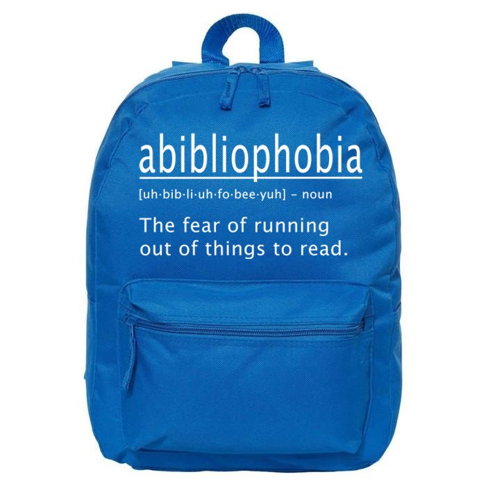 Abibliophobia Definition Funny Reading Cool Gift 16 in Basic Backpack