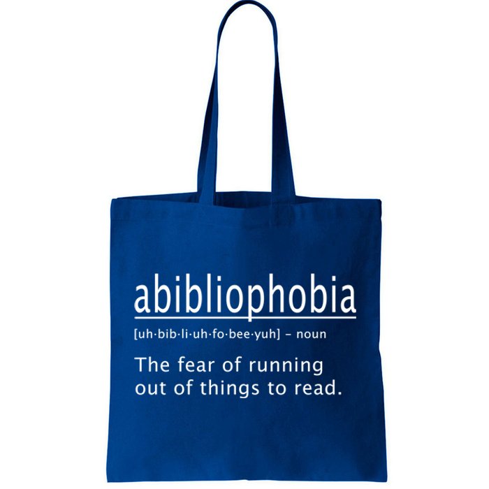 Abibliophobia Definition Funny Reading Cool Gift Tote Bag