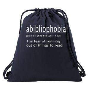 Abibliophobia Definition Funny Reading Cool Gift Drawstring Bag