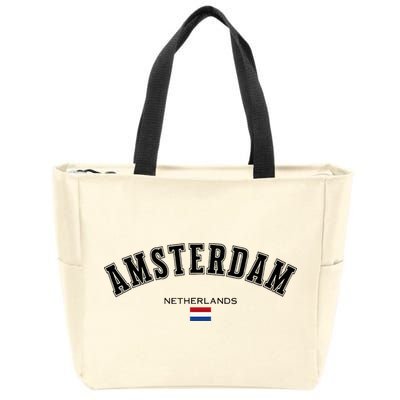 Amsterdam Dutch Flag Souvenir Netherlands Travel Zip Tote Bag