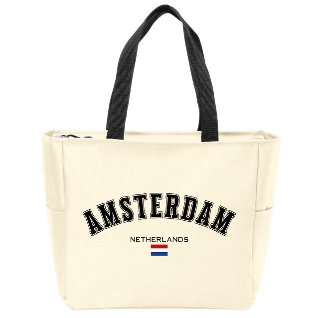 Amsterdam Dutch Flag Souvenir Netherlands Travel Zip Tote Bag