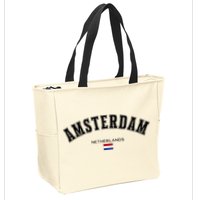 Amsterdam Dutch Flag Souvenir Netherlands Travel Zip Tote Bag