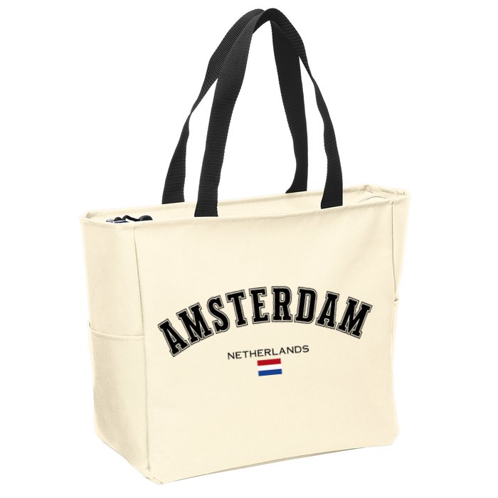 Amsterdam Dutch Flag Souvenir Netherlands Travel Zip Tote Bag