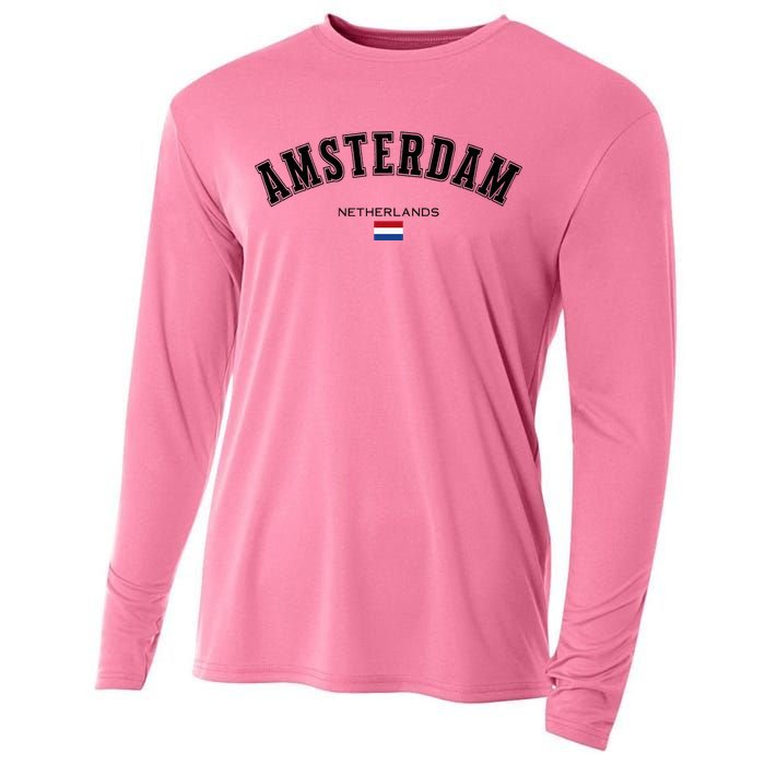 Amsterdam Dutch Flag Souvenir Netherlands Travel Cooling Performance Long Sleeve Crew