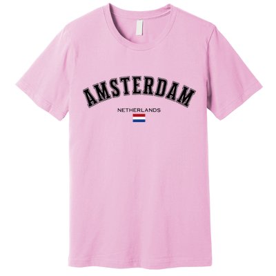 Amsterdam Dutch Flag Souvenir Netherlands Travel Premium T-Shirt