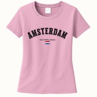Amsterdam Dutch Flag Souvenir Netherlands Travel Womens T-Shirt