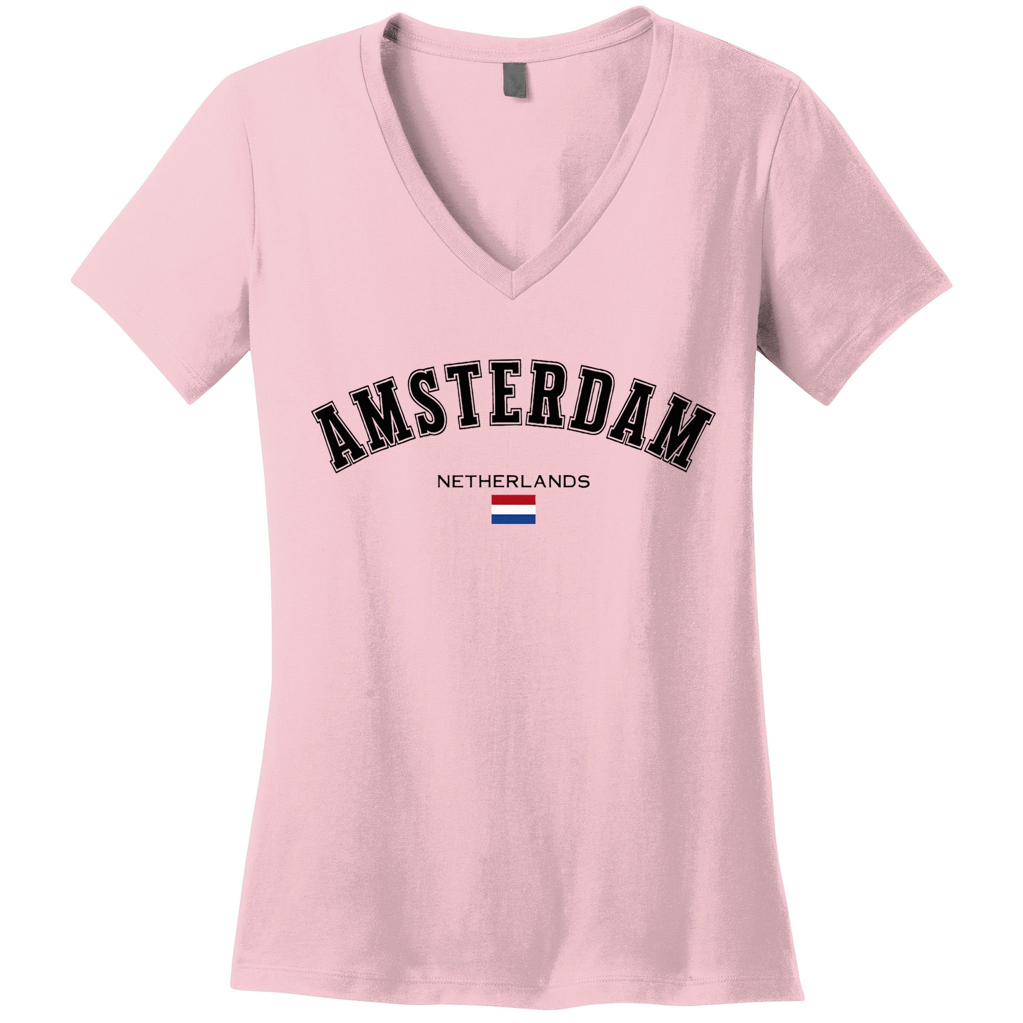 Amsterdam Dutch Flag Souvenir Netherlands Travel Women's V-Neck T-Shirt