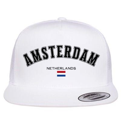 Amsterdam Dutch Flag Souvenir Netherlands Travel Flat Bill Trucker Hat