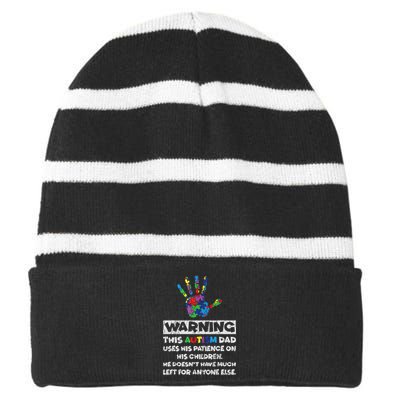 Autism Dad Father Son Daughter Autistic Autism Awareness Striped Beanie with Solid Band